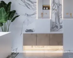 Minimalistyczna i eleganckia łazienka z wyposażeniem Cristalstone®