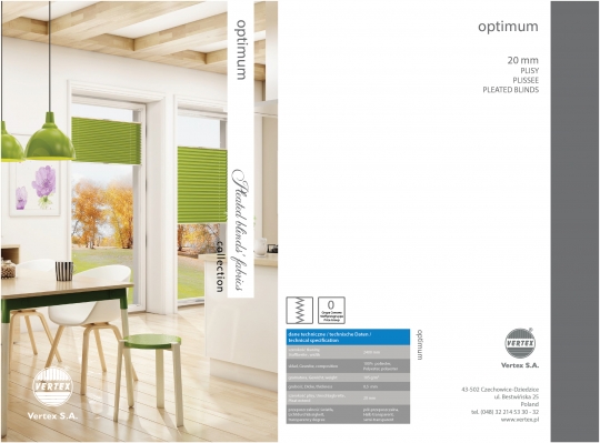 Optimum – nowa kolekcja kolorów plis okiennych Vertex Optimum – nowa kolekcja kolorów plis okiennych Vertex