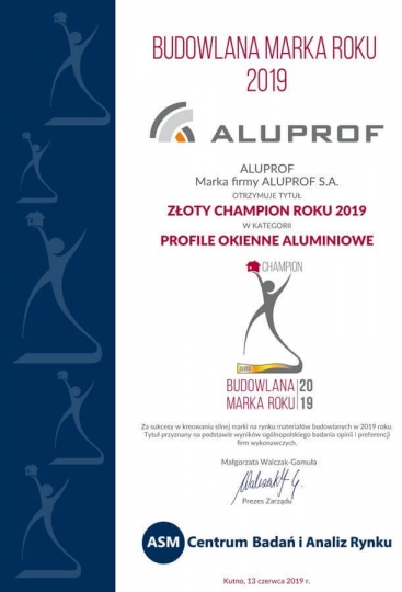 Aluprof z&nbsp;tytułem Budowlanej Marki Roku 2019 / zdjęcie nr: 2