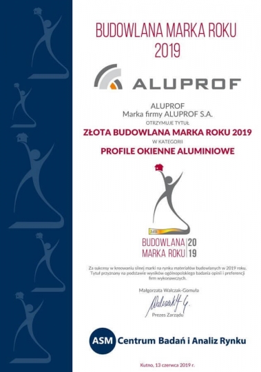 Aluprof z&nbsp;tytułem Budowlanej Marki Roku 2019 / zdjęcie nr: 4