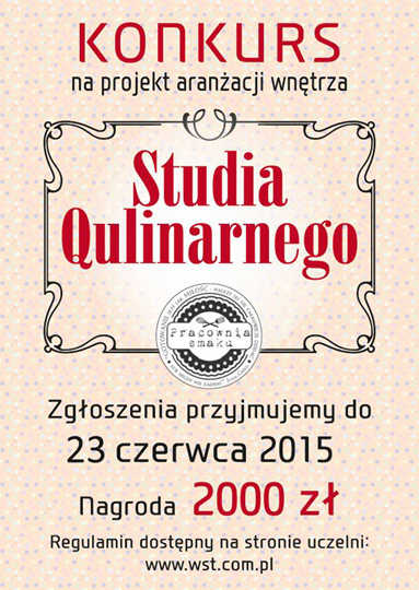 Konkurs na projekt aranżacji wnętrza Studia Qulinarnego Konkurs na projekt aranżacji wnętrza Studia Qulinarnego