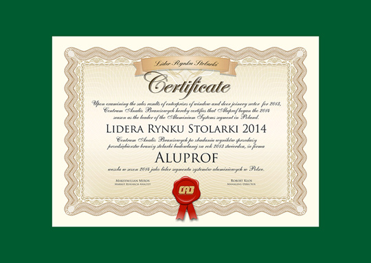 Aluprof podwójnym liderem rynku stolarki 2014 Aluprof podwójnym liderem rynku stolarki 2014