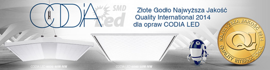 Złote godło QI 2014 dla rodziny opraw CODIA LED Złote godło QI 2014 dla rodziny opraw CODIA LED