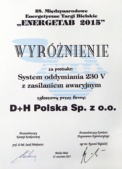 D+H Polska z honorowym wyróżnieniem targów Energetab D+H Polska z honorowym wyróżnieniem targów Energetab