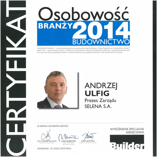 Selena Budowlaną Firmą Roku 2014 / zdjęcie nr: 2 Selena Budowlaną Firmą Roku 2014 / zdjęcie nr: 2