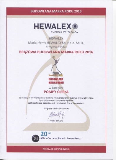 Pompy ciepła Hewalex nagrodzone prestiżowym tytułem Budowlana Marka Roku 2016! / zdjęcie nr: 3