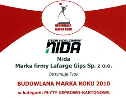 NIDA - produkt LAFARGE GIPS budowlana marką roku NIDA - produkt LAFARGE GIPS budowlana marką roku