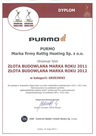 PURMO ponownie wybrana BUDOWLANĄ MARKĄ ROKU / zdjęcie nr: 1 PURMO ponownie wybrana BUDOWLANĄ MARKĄ ROKU / zdjęcie nr: 1