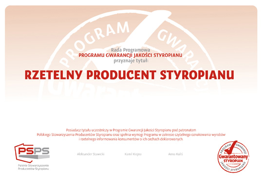 Rzetelni Producenci Styropianu po raz pierwszy Rzetelni Producenci Styropianu po raz pierwszy