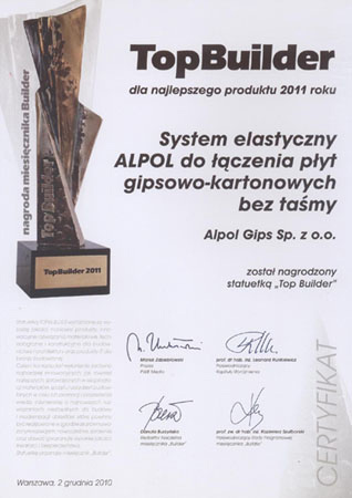 Nagroda TopBuilder 2011 dla ALPOL Nagroda TopBuilder 2011 dla ALPOL