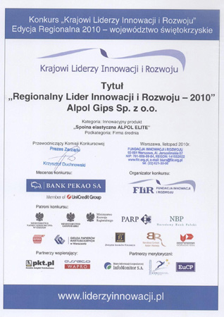 Regionalny lider innowacji i rozwoju 2010 Regionalny lider innowacji i rozwoju 2010
