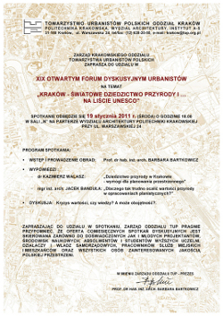 XIX Otwarte Forum Dyskusyjne Urbanistów XIX Otwarte Forum Dyskusyjne Urbanistów