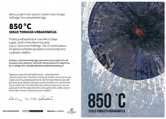 850 C. Szkło Tomasza Urbanowicza 850 C. Szkło Tomasza Urbanowicza