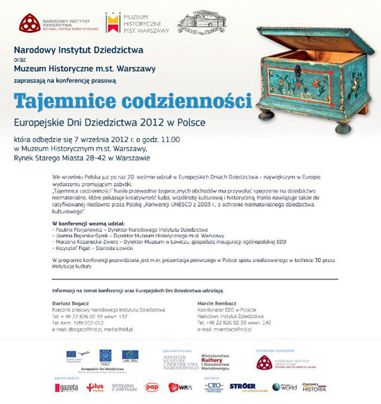 Tajemnice codzienności. Europejskie Dni Dziedzictwa Tajemnice codzienności. Europejskie Dni Dziedzictwa
