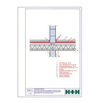 H+H Silikaty | Ściana wew. strop gęstożebrowy 24cm kier. prostopadły do kierunku belek pliki cad