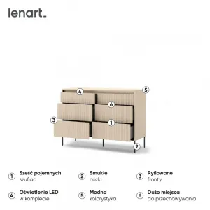 Komoda TS-06 | 130cm | Kolekcja TREND SYPIALNIA | LENART