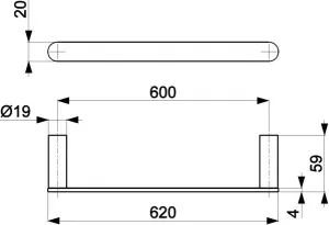 Wieszak łazienkowy 60 cm CHROM | NOWOŚĆ KFA ARMATURA