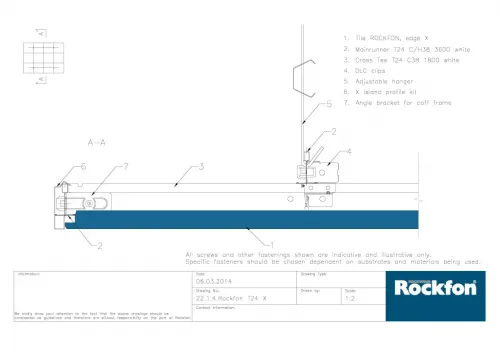 Systemy / Rockfon T24 X / Krawędź X / Wyspa Szczegół X2