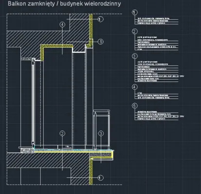 URSA KDP 2/V, AKP 3/V, DF 37/V balkon zamknięty/budynek wielorodzinny pliki cad, pliki dwg