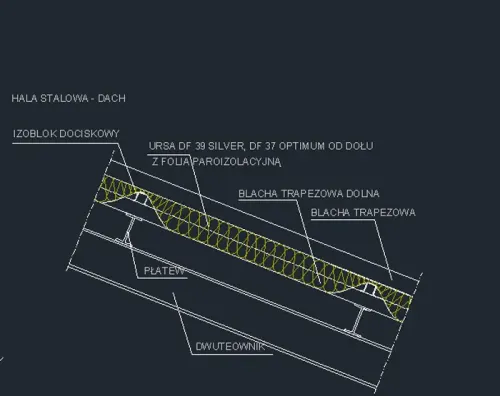 URSA DF 39 SILVER, DF 37 OPTIMUM /hala stalowa - dach pliki cad
