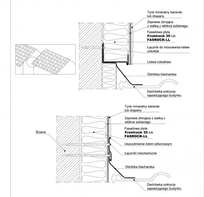 Biblioteki CAD Połączenie dach - ściana / System ociepleń ECOROCK MAX i ECOROCK-L