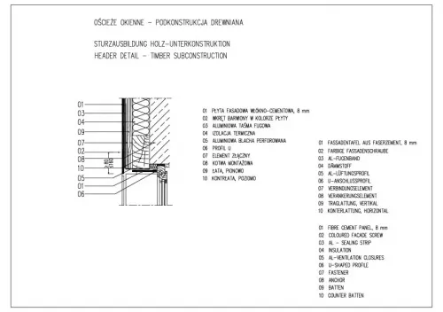 Nadproże okienne na podkonstrukcji drewnianej