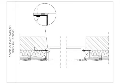 Otwór okienny okrągły - przekrój pionowy