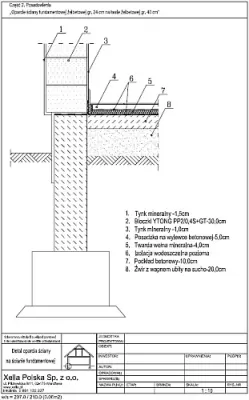XELLA | Oparcie ściany fundamentowej żelbetowej gr. 24 cm na ławie żelbetowej gr. 40 cm